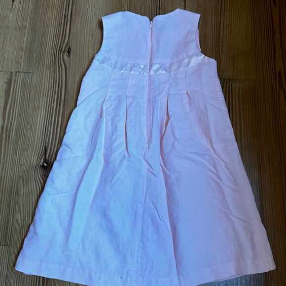 Old Navy pink linen bow fit flare midi dress SIZE 5T - Picture 2 of 4